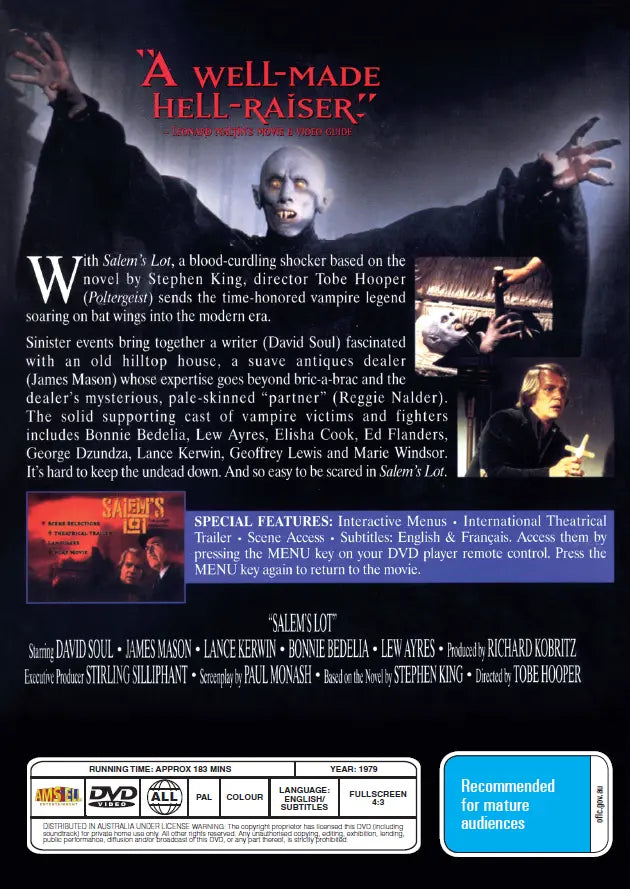 Salem's Lot Horror DVD, David Soul Badass MoviesBuy DVD or Download